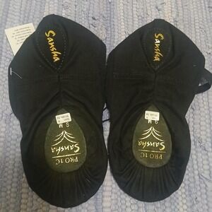 NWT black Sansha Pro 1C split sole soft ballet slippers w/gold lettering, size 9